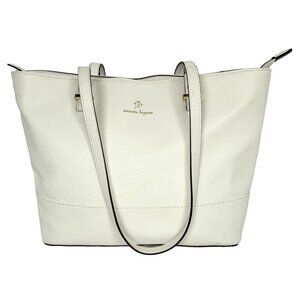 Nanette Lepore White Faux Pebbled Leather Brielle Shoulder Bag Tote Zip Close
